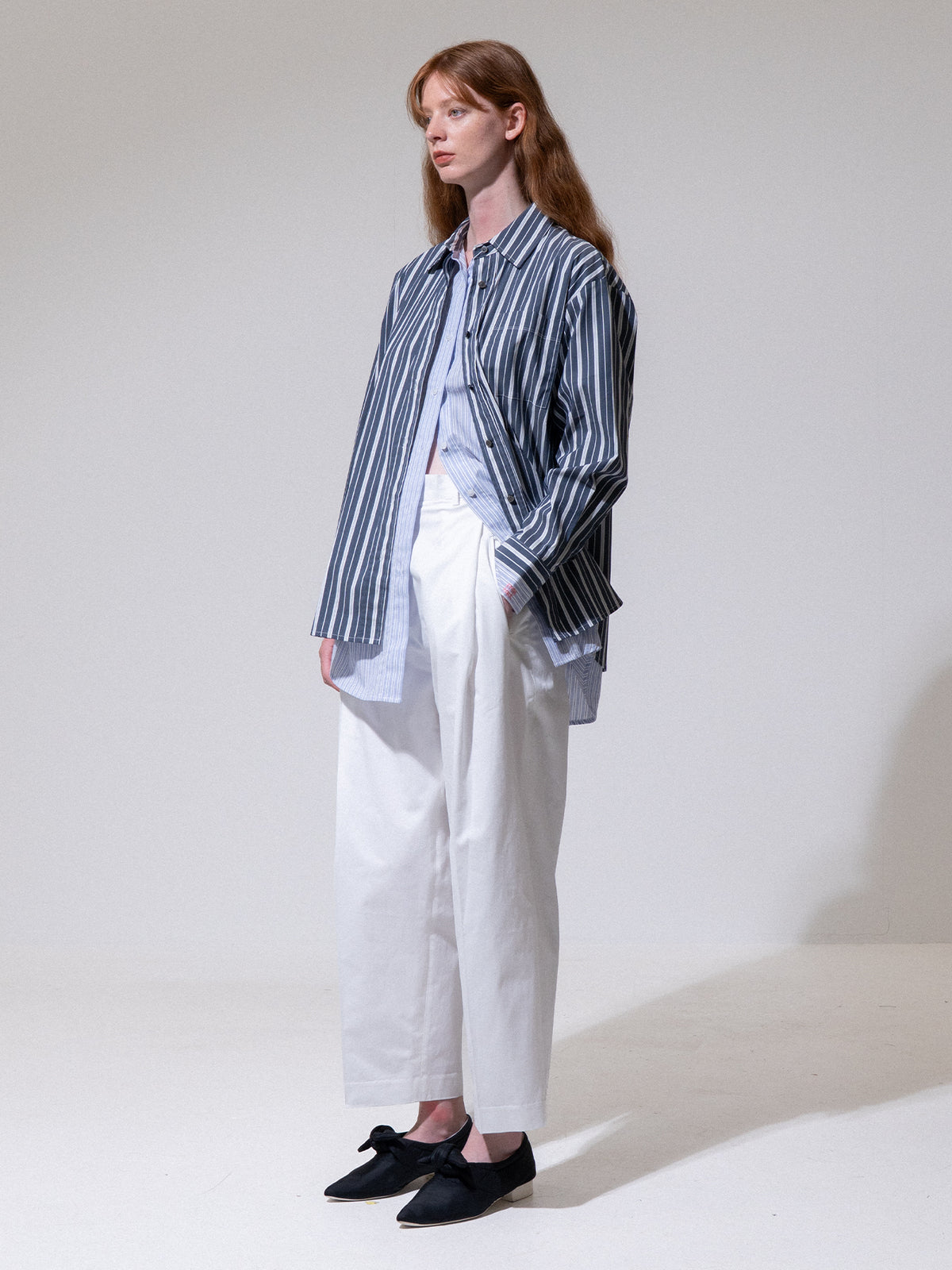 Navy Double Layer Pinstripe Shirt