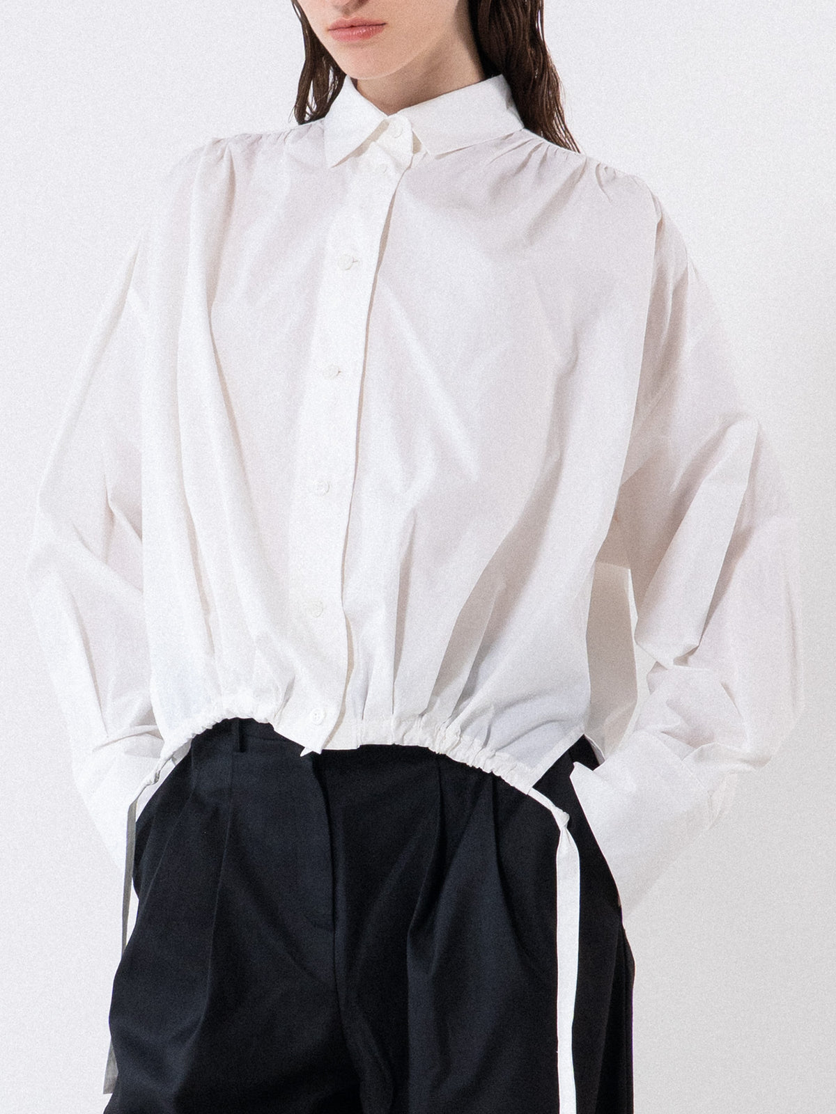 White Pleated Volume Shirt