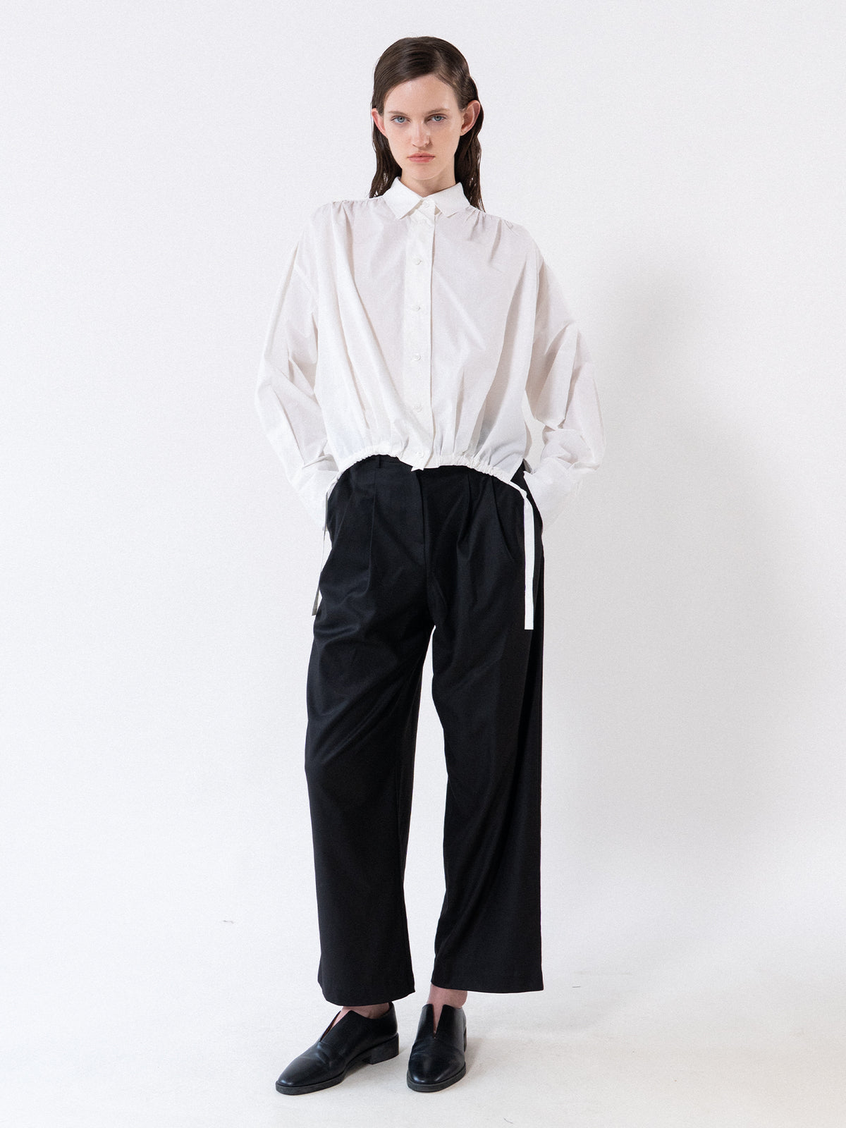 White Pleated Volume Shirt