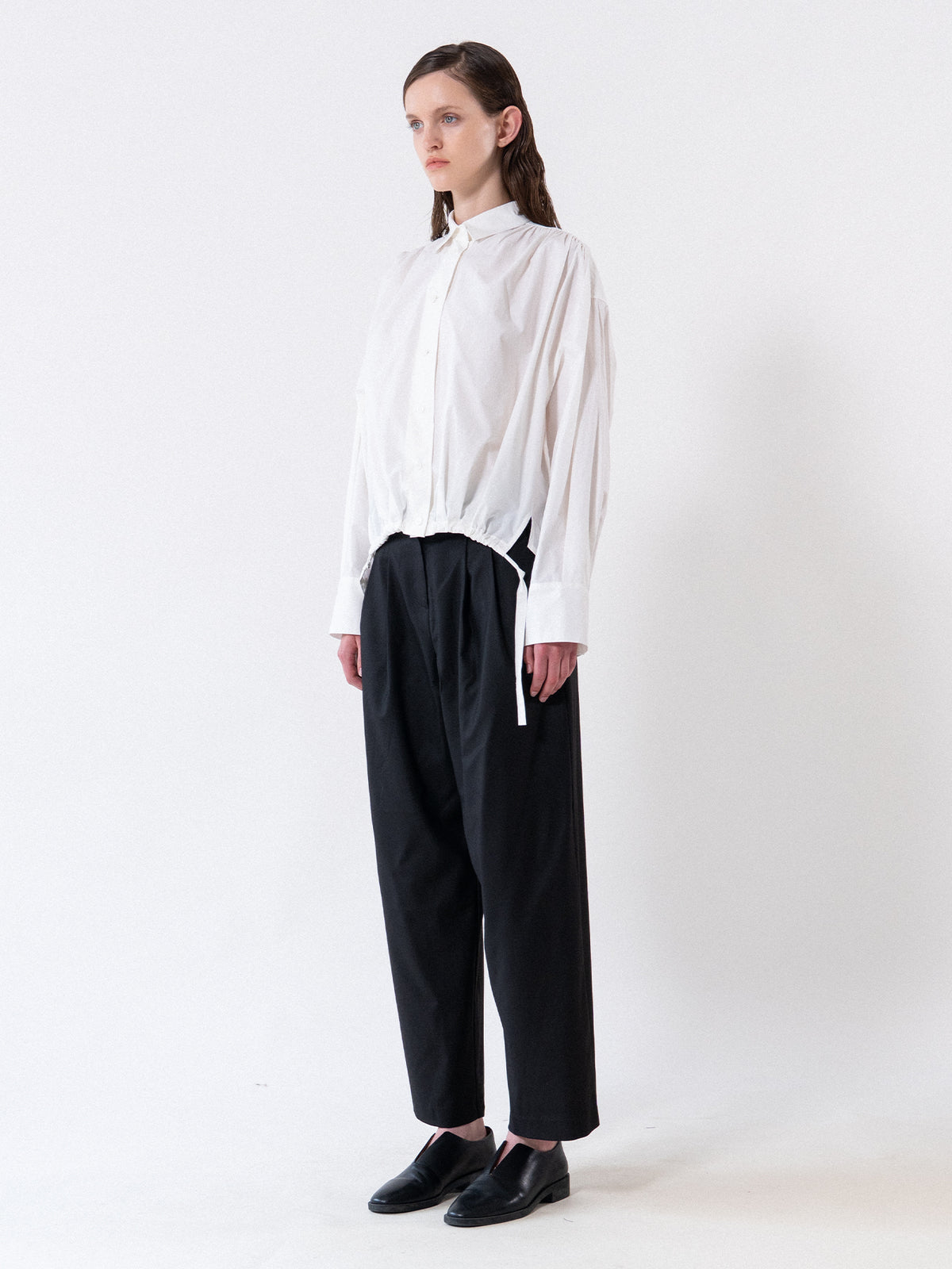 White Pleated Volume Shirt