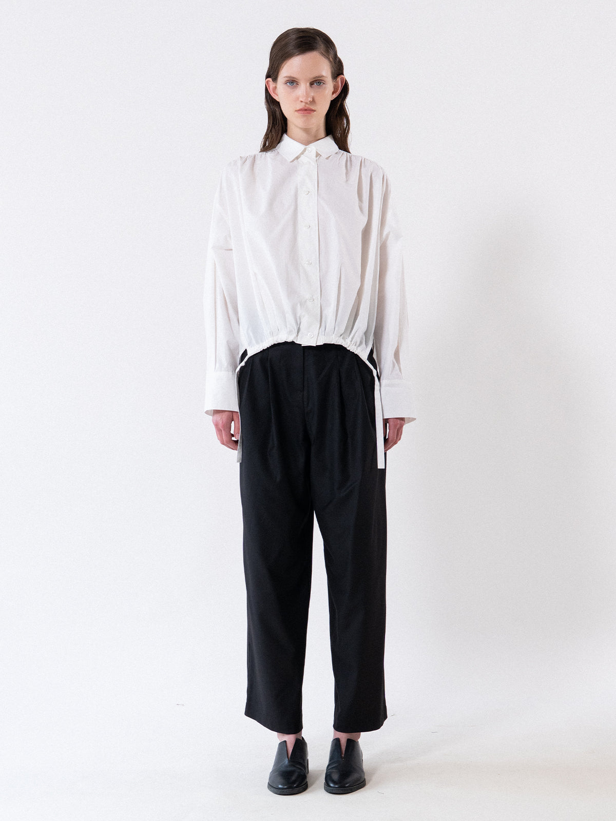 White Pleated Volume Shirt