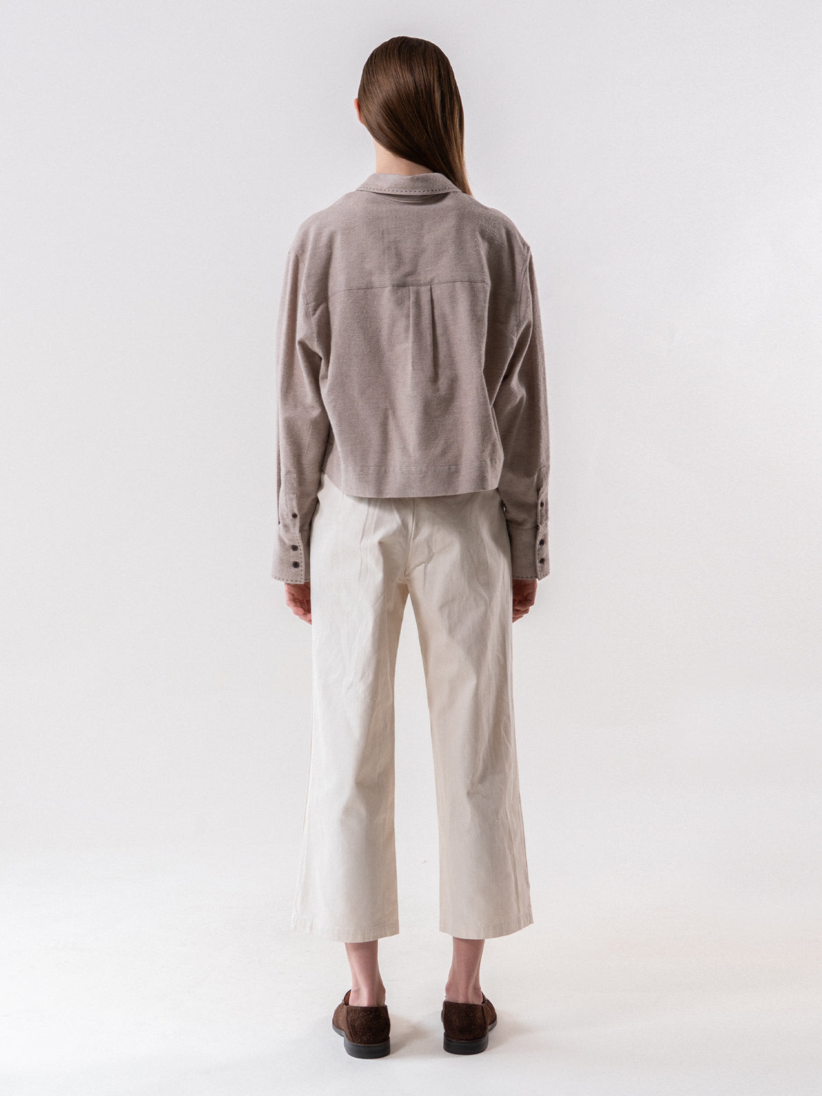 Beige Contrast Stitch Shirt