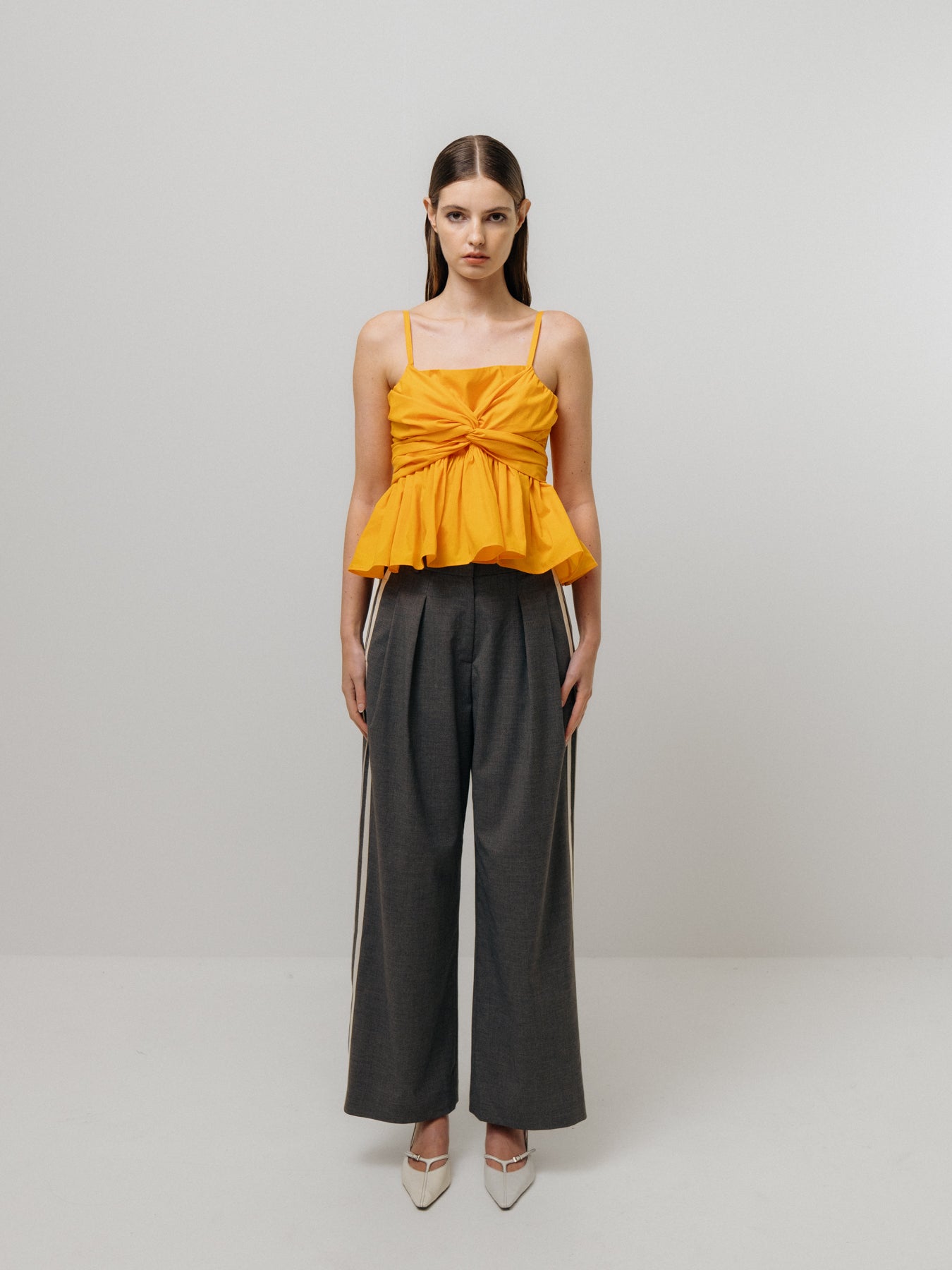 Charcoal Pinstripe Trousers image 0